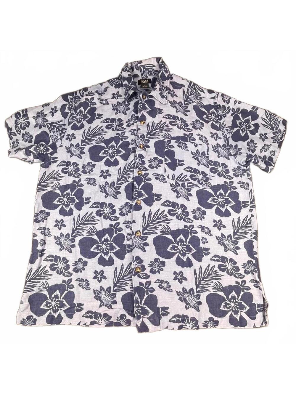 G.H. Bass & Co. Men's Hawaiian Shirt Size Large Linen Blend